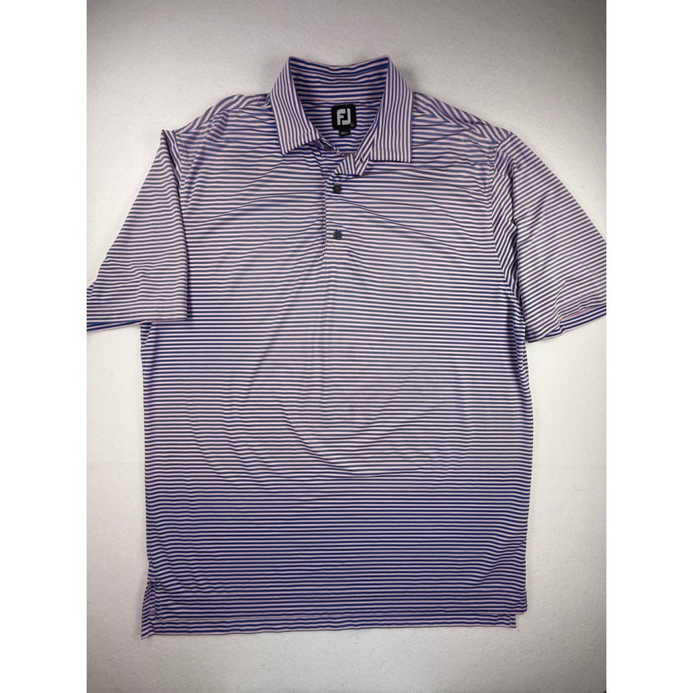FootJoy Striped Performance Golf Polo Blue White Size Large